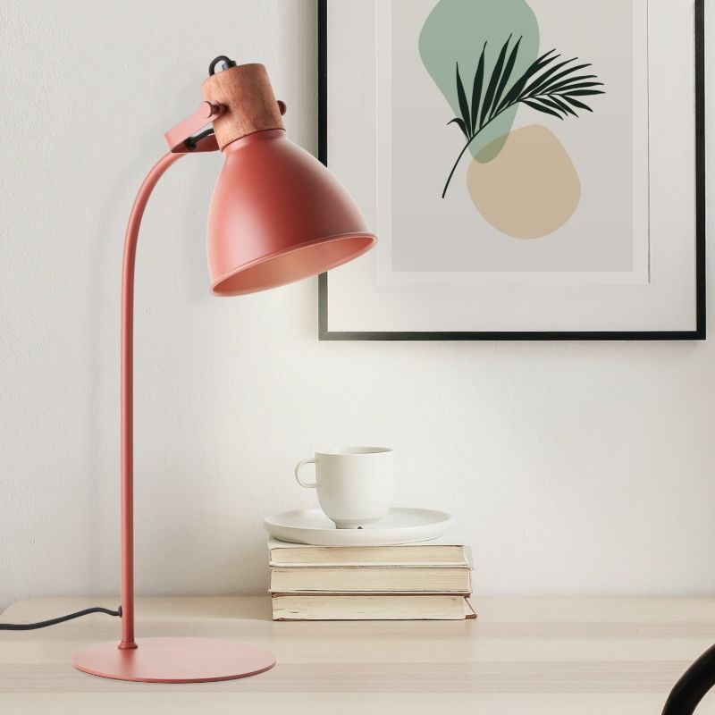Rustik bordslampa röd, Thalina, med brytare