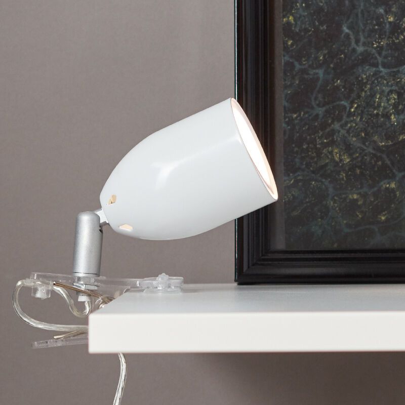 Plast klämspot vit, Keke, med brytare Plast klämspot vit, Keke, med brytare