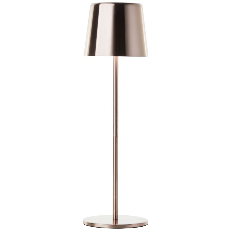 Modern uppladdningsbar utomhusbordslampa koppar, Skander, 4W, varm till kall vit justerbar LED, IP44, med beröringsdimmer