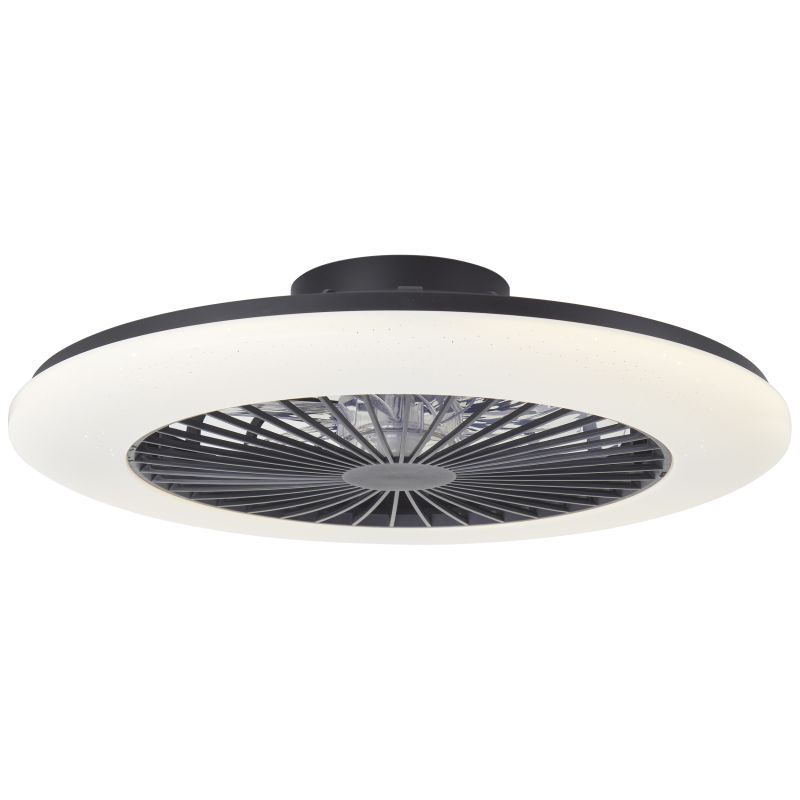 Modern takfläkt svart, Salerno, 48W, RGBW LED, met fjärrkontroll
