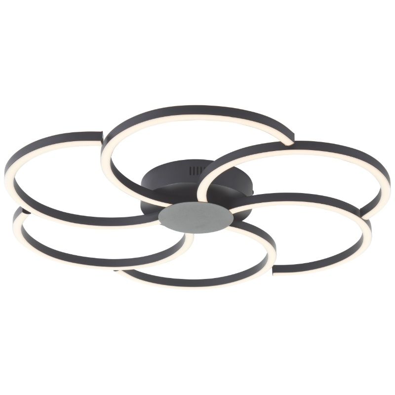 Design taklampa svart, Somia, 32W, varm till kall vit justerbar LED, met fjärrkontroll