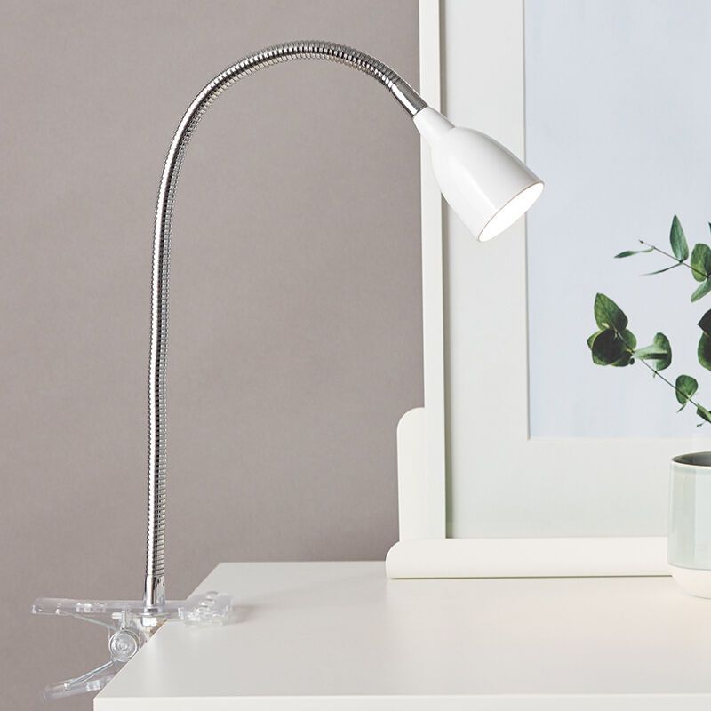 Plast klämspot vit, Kit, 2,4W, 3000K LED, med brytare