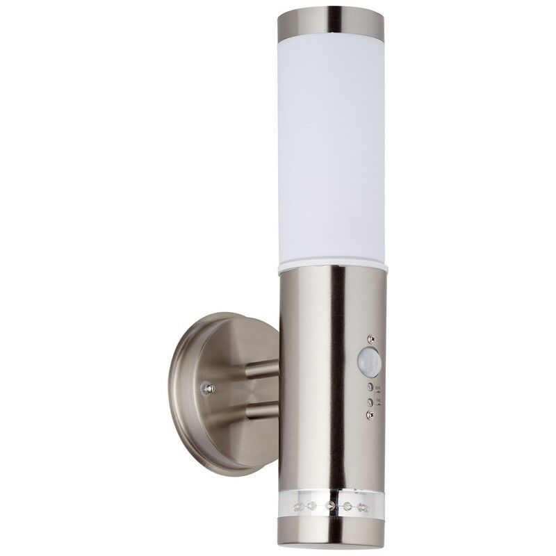 Plast utomhus vägglampa med rörelsesensor krom, Sage, 4W, 3000K LED, IP44 Plast utomhus vägglampa med rörelsesensor krom, Sage, 4W, 3000K LED, IP44