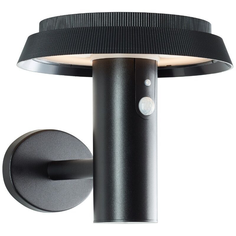 Metall utomhus vägglampa solcell svart, Ridvan, 4W, 3000K LED, IP44