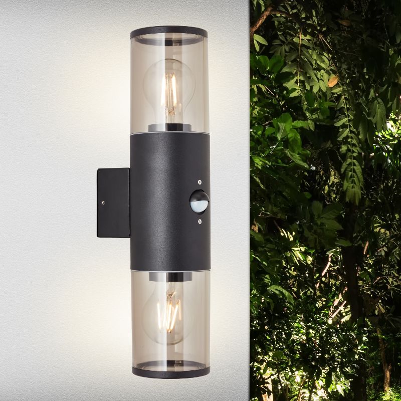 Modern utomhus vägglampa med rörelsesensor svart, Sherwin, IP44