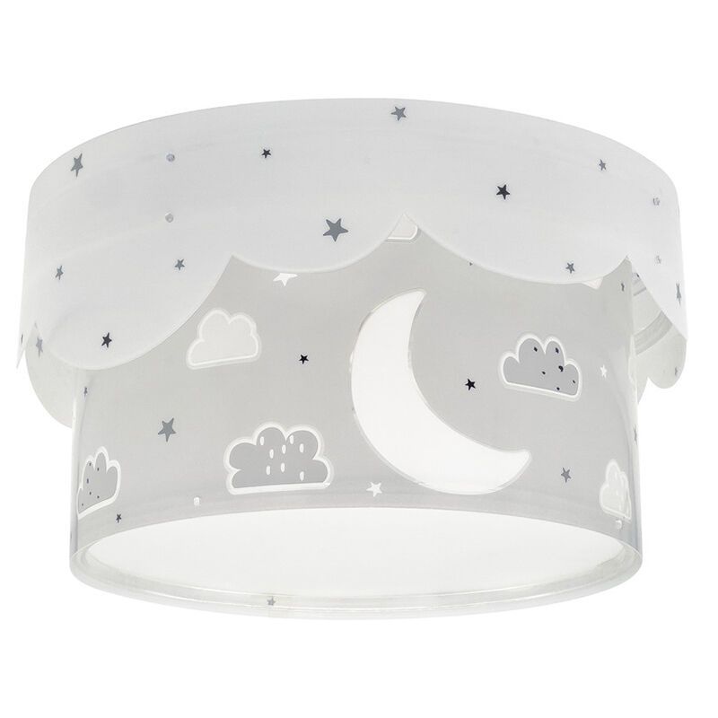Grå taklampa barn plast, Moon