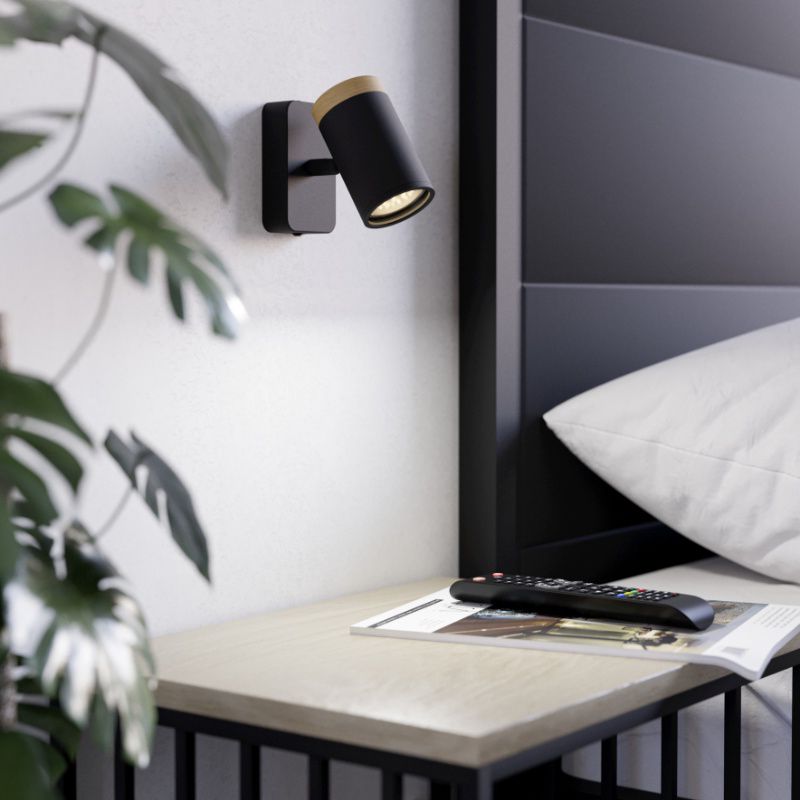 Svart modern väggspotlight stål, Consuma, IP44