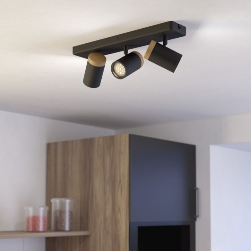 Svart modern väggspotlight stål, Consuma, IP44