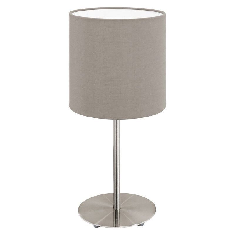 Taupe modern bordslampa tyg, Abano, med brytare