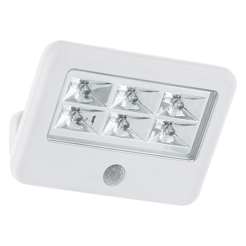 Vit utomhus vägglampa med rörelsesensor plast, Patricia, 0,5W, 4000K LED, IP54