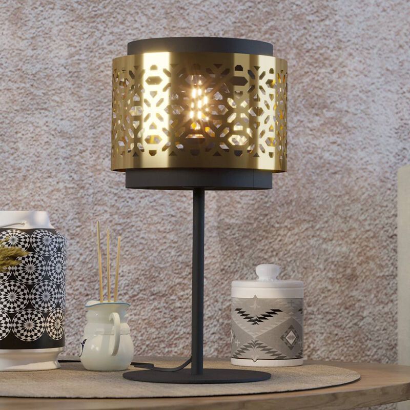 Mässing retro bordslampa stål, Quincy, med brytare