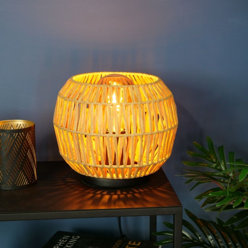Papper bordslampa brun, Serhan, med brytare