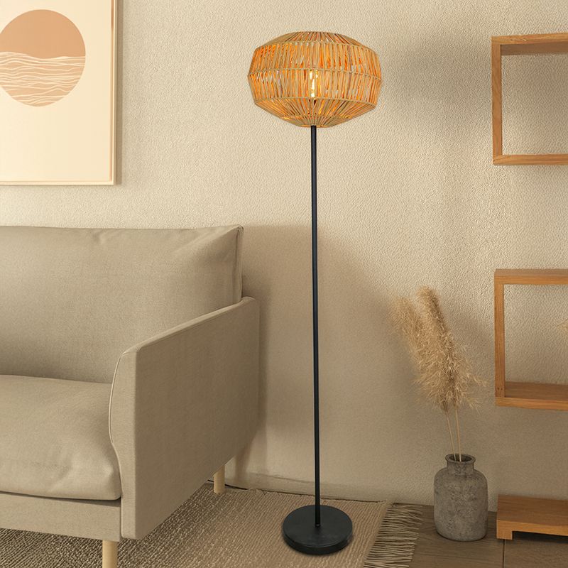 Papper golvlampa brun, Serhan, med brytare