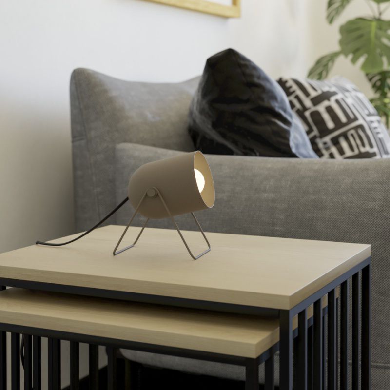 Brun japandi bordslampa stål, Tjitte, med brytare