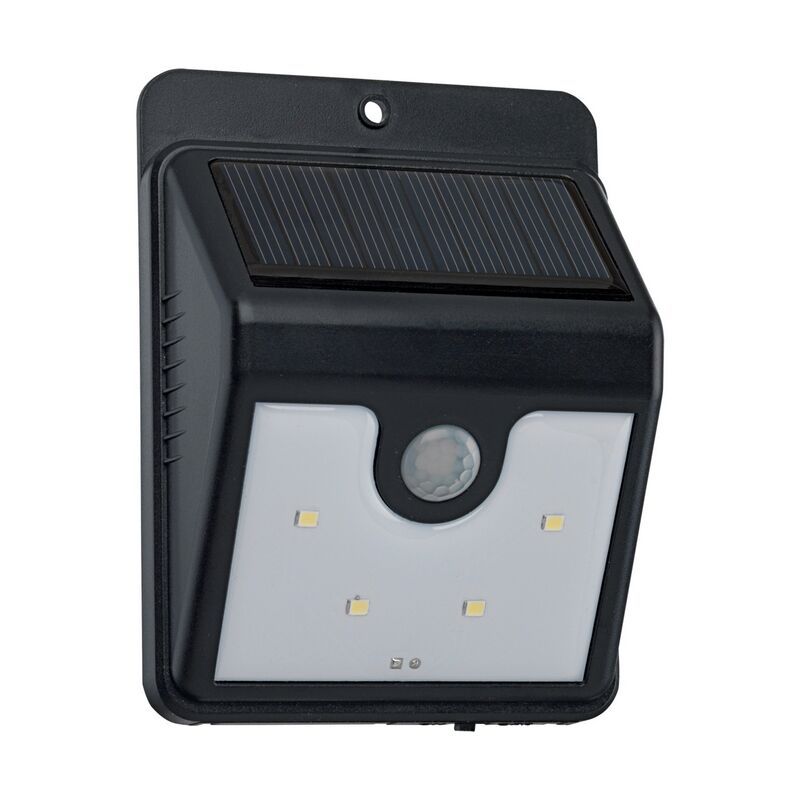 Svart utomhus vägglampa solcell plast, Zora, 1W, 6000K LED, IP44