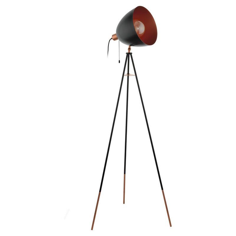 Koppar modern golvlampa tre ben metall, Maick, med dra i strömbrytaren Koppar modern golvlampa tre ben metall, Maick, med dra i strömbrytaren