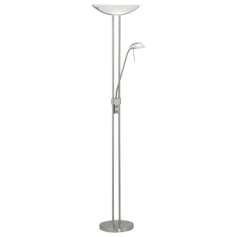 Nickel design läslampa golv glas, Brava, med brytare
