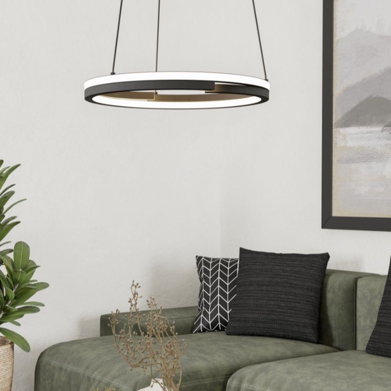 Svart modern fönsterlampa plast, Madhvi, 20W, varm till kall vit justerbar LED, met fjärrkontroll