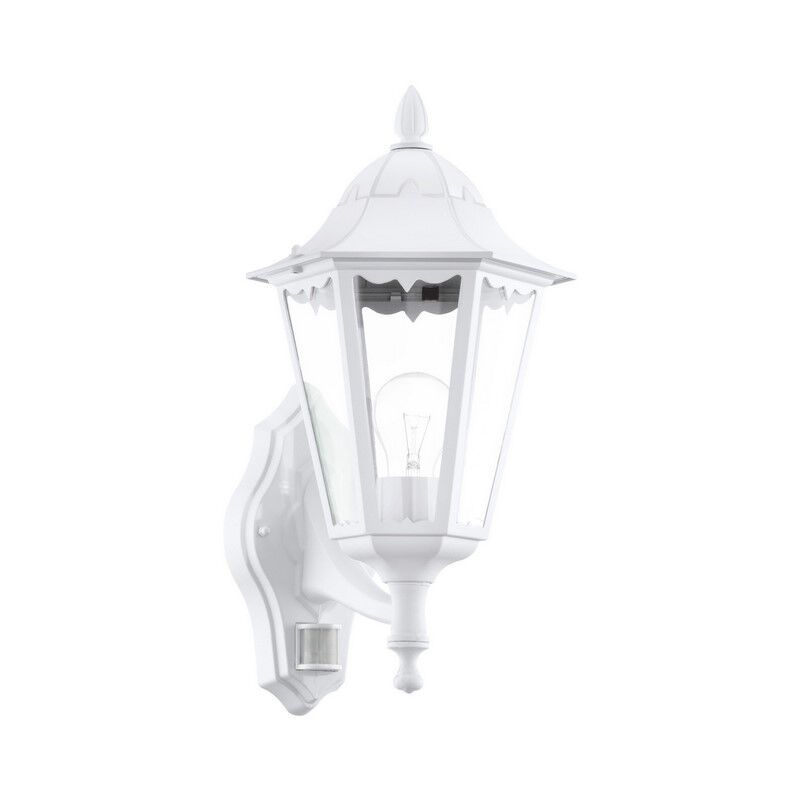 Vit klassisk utomhus vägglampa med rörelsesensor aluminium, Leanna, IP44