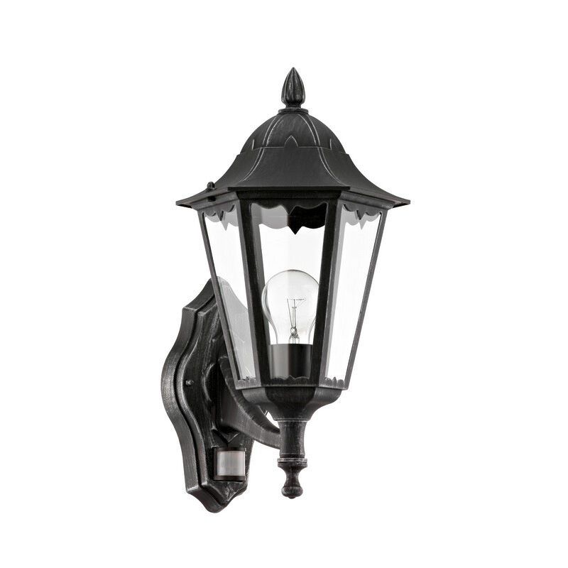 Svart klassisk utomhus vägglampa med rörelsesensor aluminium, Leanna, IP44
