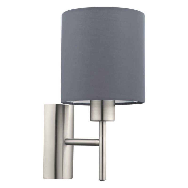 Grå modern vägglampa tyg, Abano, med brytare