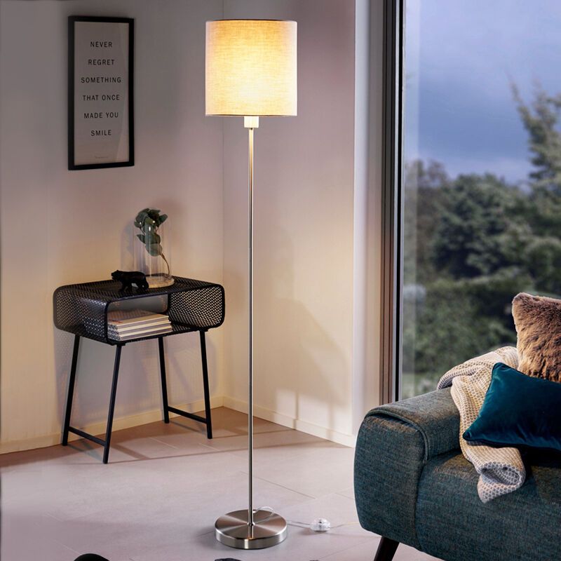 Taupe modern golvlampa tyg, Abano, med brytare
