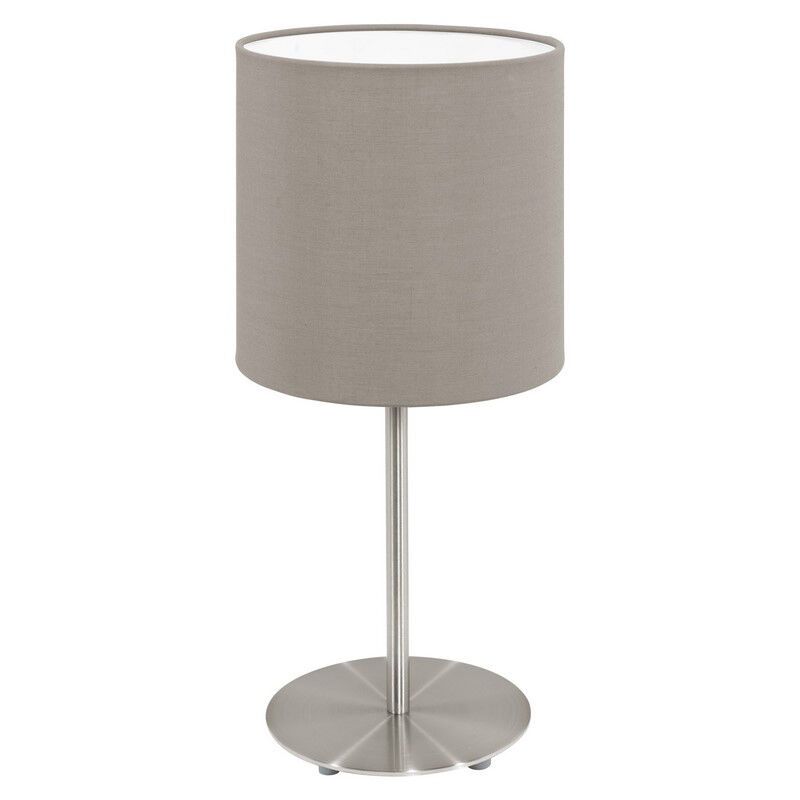 Taupe modern bordslampa tyg, Abano, med brytare