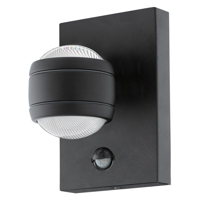 Svart utomhus vägglampa med rörelsesensor plast, Bastien, IP44 Svart utomhus vägglampa med rörelsesensor plast, Bastien, IP44