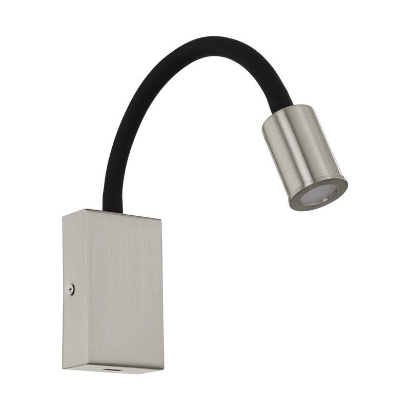 Nickel modern vägglampa plast, Cafer, 4W, 3000K LED, med brytare Nickel modern vägglampa plast, Cafer, 4W, 3000K LED, med brytare