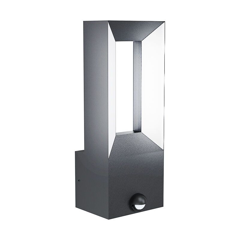 Svart modern utomhus vägglampa med rörelsesensor aluminium, Larisa, 5W, 3000K LED, IP44