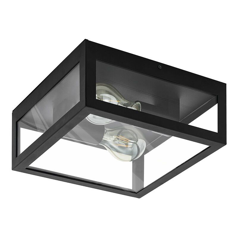 Svart modern taklampa badrum glas, Amadou, IP44 Svart modern taklampa badrum glas, Amadou, IP44