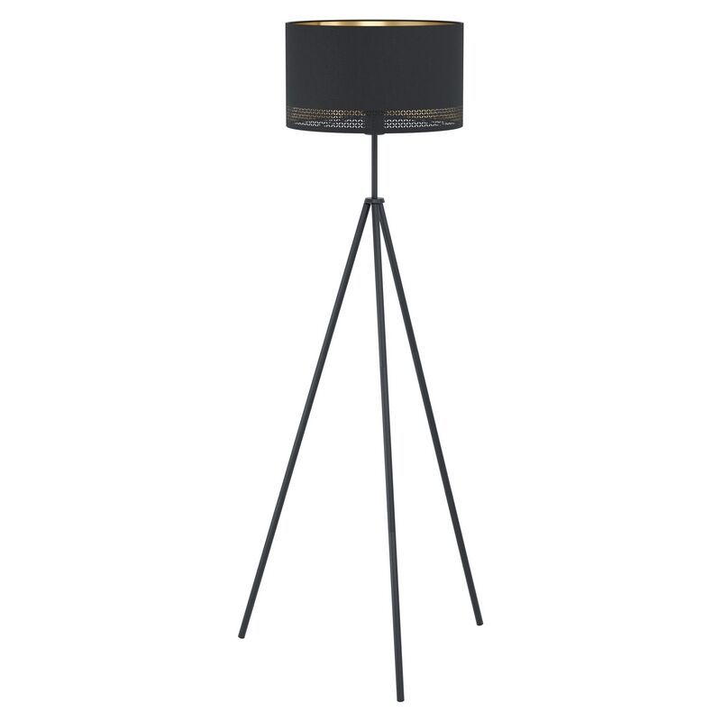 Svart modern golvlampa tre ben stål, Niko, med brytare Svart modern golvlampa tre ben stål, Niko, med brytare