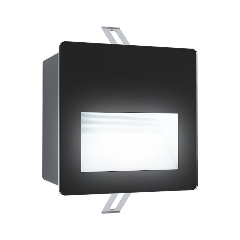 Svart modern infälld vägglampa utomhus aluminium, Luigino, 3,7W, 4000K LED, IP65