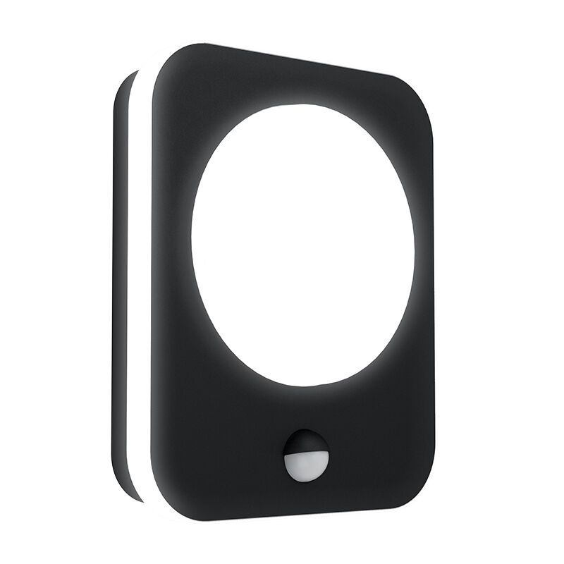 Svart modern utomhus vägglampa med rörelsesensor aluminium, Luut, 9W, 3000K LED, IP44