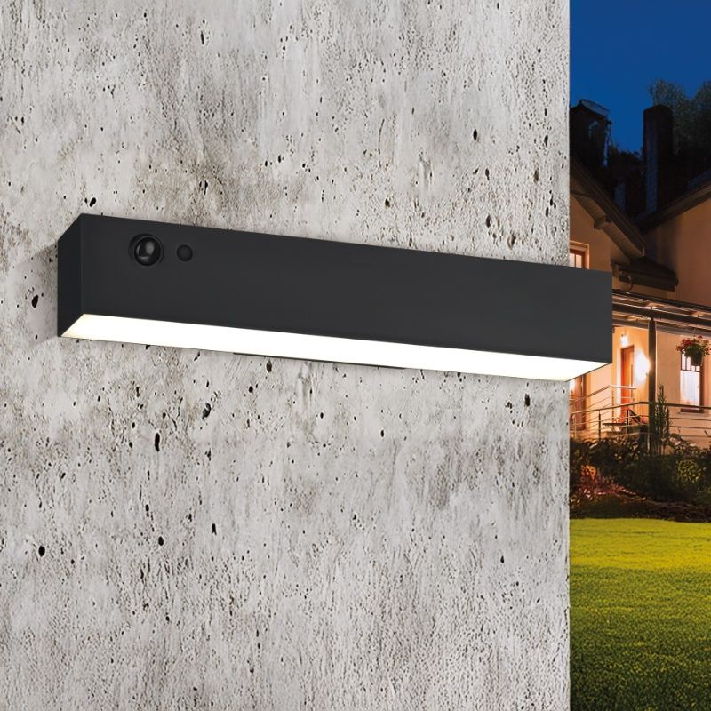 Svart utomhus vägglampa solcell plast, Varsha, 6,8W, 4000K LED, IP54
