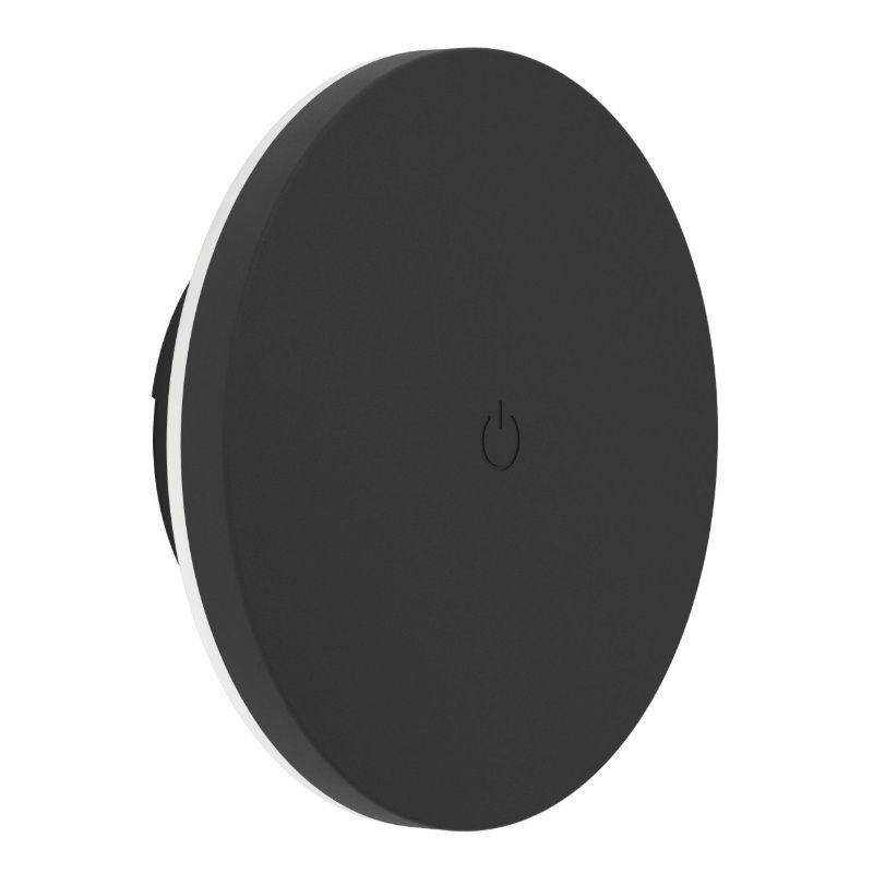 Svart modern vägglampa plast, Vishal, 12W, varm till kall vit justerbar LED, IP44, med beröringsdimmer