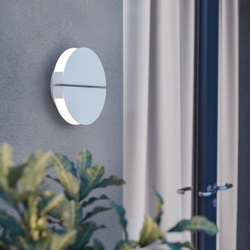 Vit modern vägglampa rostfritt stål, Vidya, 5W, varm till kall vit justerbar LED, IP44