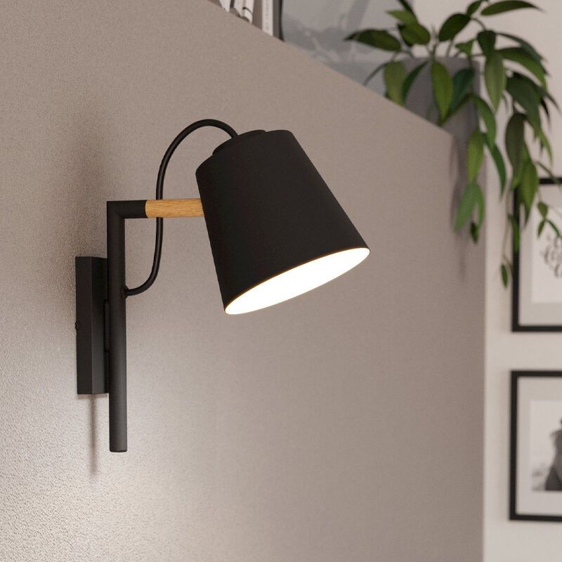 Svart industri vägglampa aluminium, Jevon