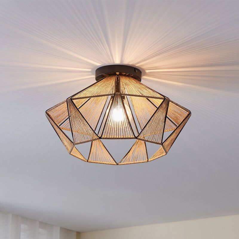 Brun rustik taklampa stål, Yessica