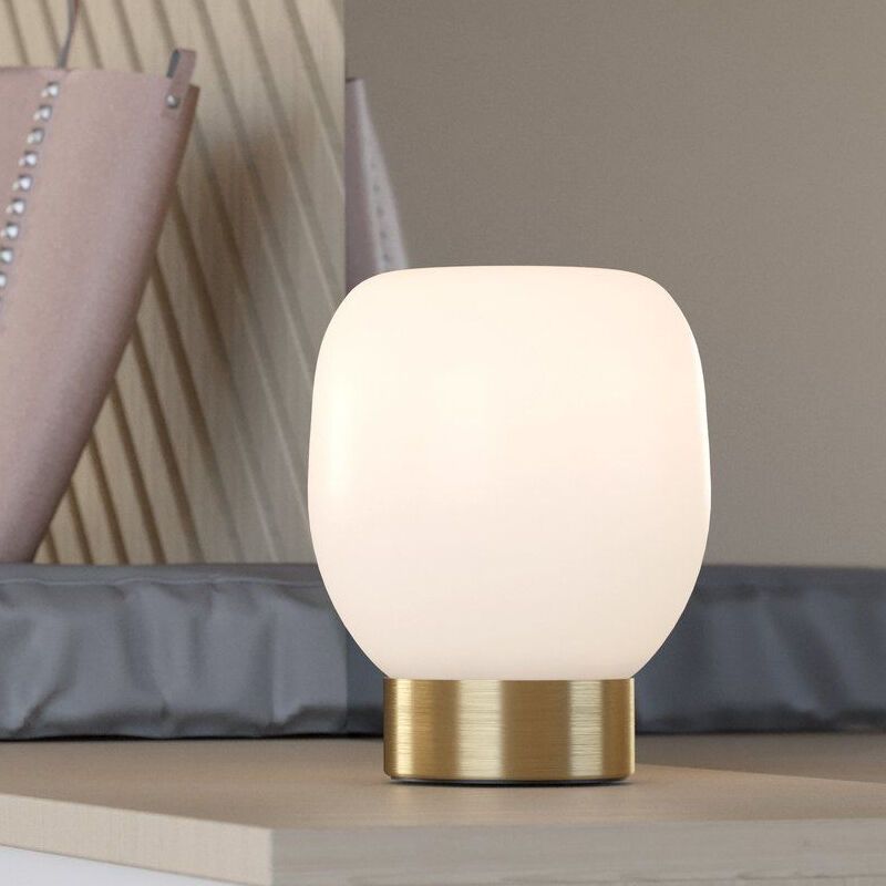 Vit design bordslampa glas, Jeannine, med brytare