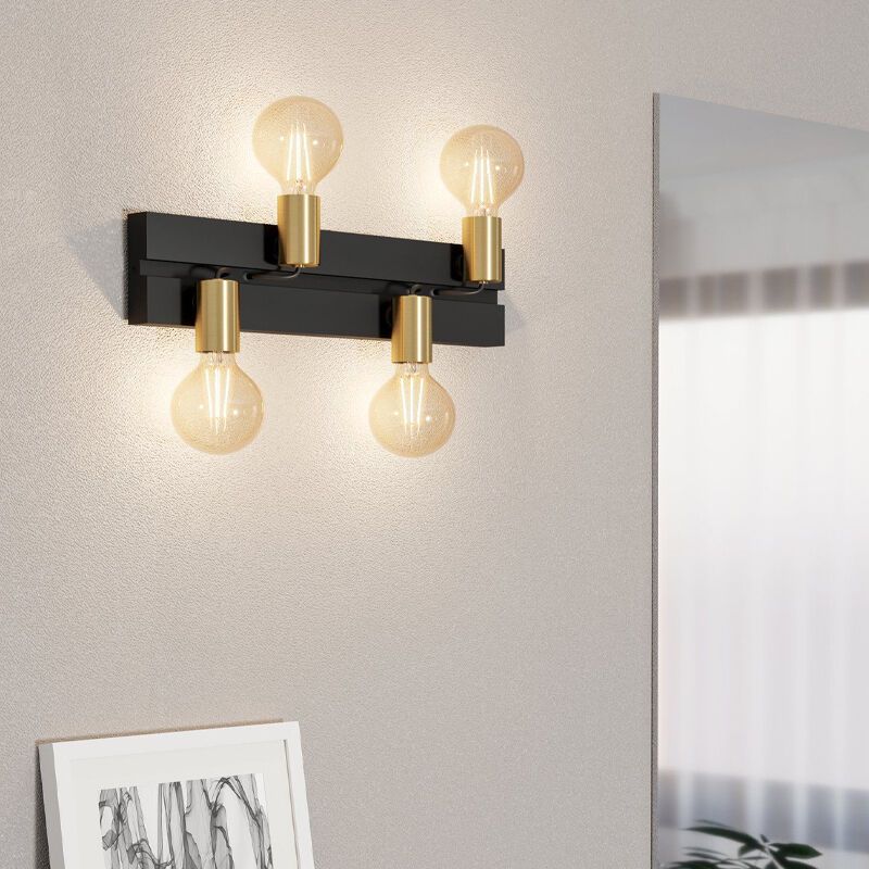 Svart vägglampa aluminium, Jelka