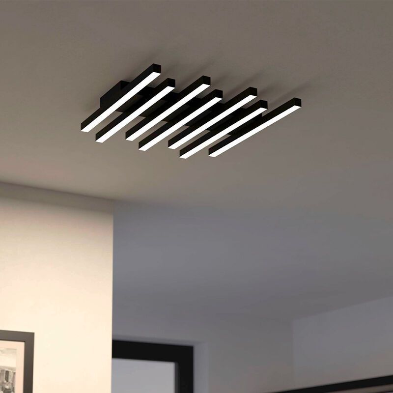 Svart modern plafond aluminium, Iona, 25,6W, varm till kall vit justerbar LED, 3 stegs dimmer