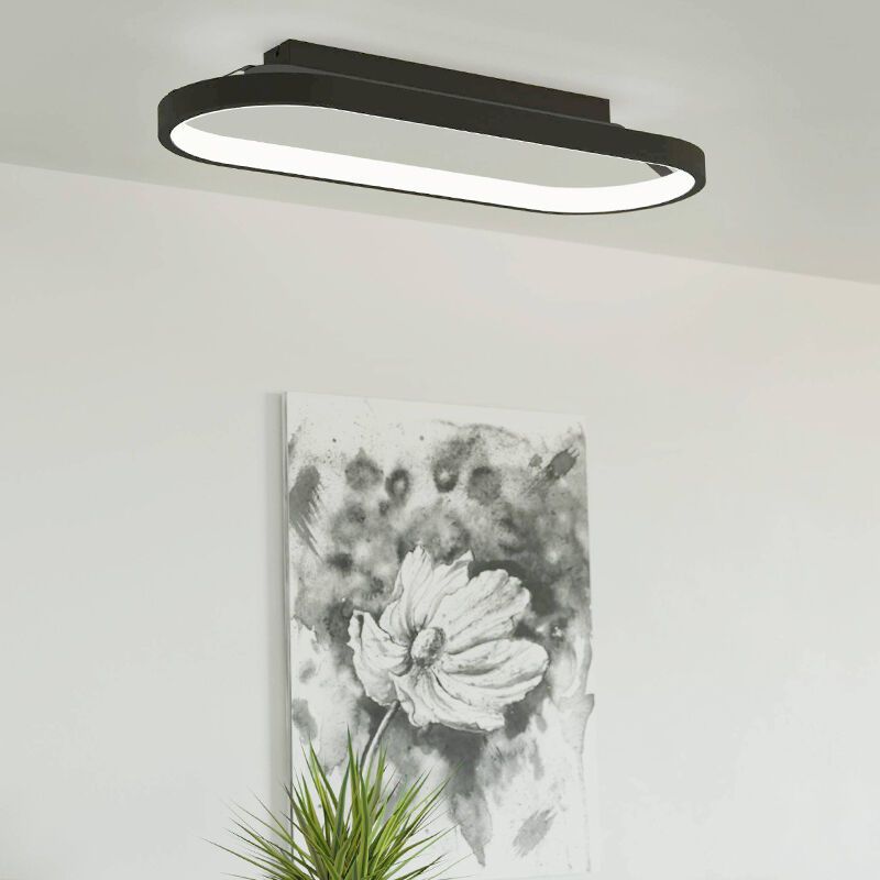 Svart modern taklampa aluminium, Maira, 27W, 3000K LED, 3 stegs dimmer