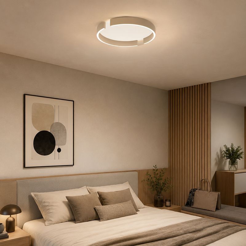 Beige modern plafond aluminium, Copertino, 23W, white switch LED, 3 stegs dimmer