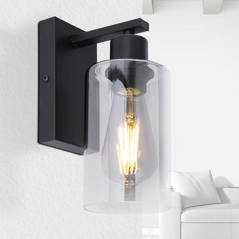 Svart modern vägglampa glas, Mariya