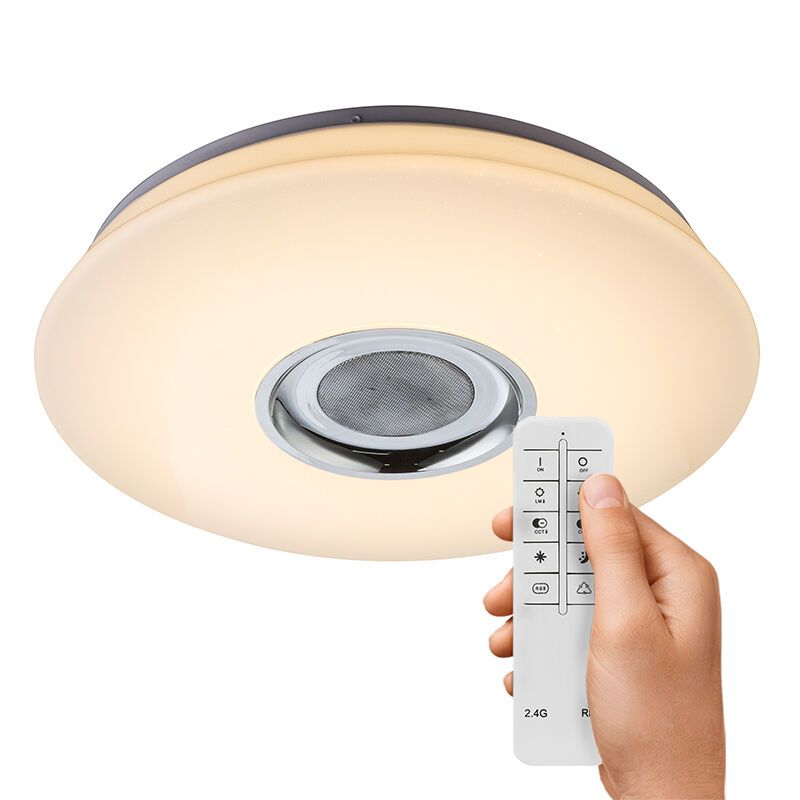 Vit plafond plast, Adali, 18W, RGBW LED, met fjärrkontroll