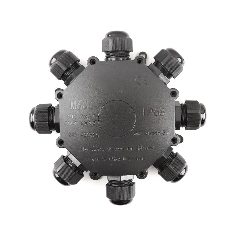 Vattentät rund 8-vägs kabelkoppling, med Wago-kontakt inuti, IP68 Vattentät rund 8-vägs kabelkoppling, med Wago-kontakt inuti, IP68