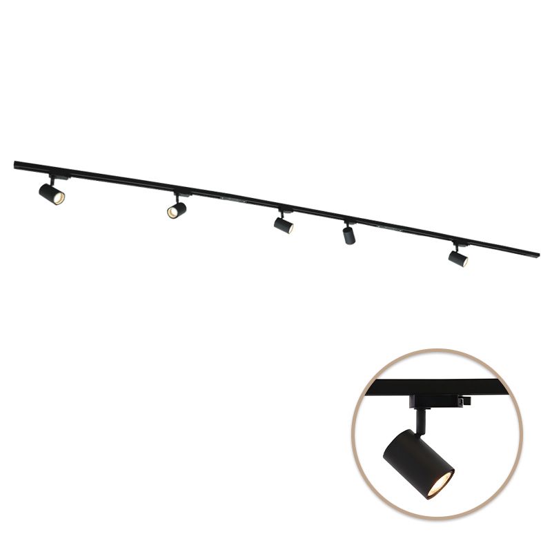 3M 1 fas skensystem svart + 5 Elena spotlights