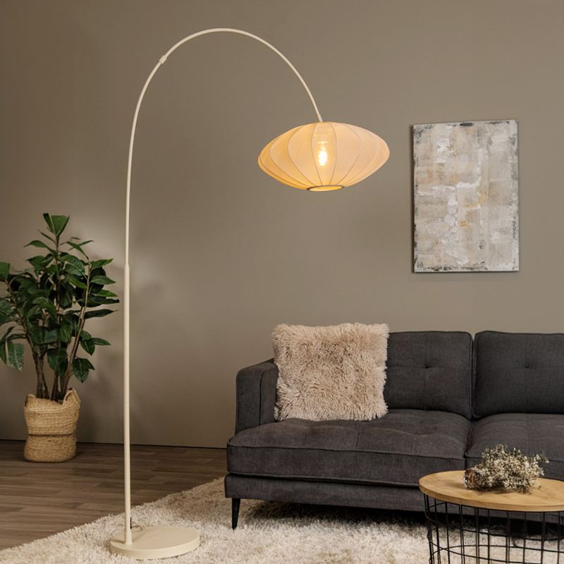 Beige golvlampa japandi, Corina, med brytare