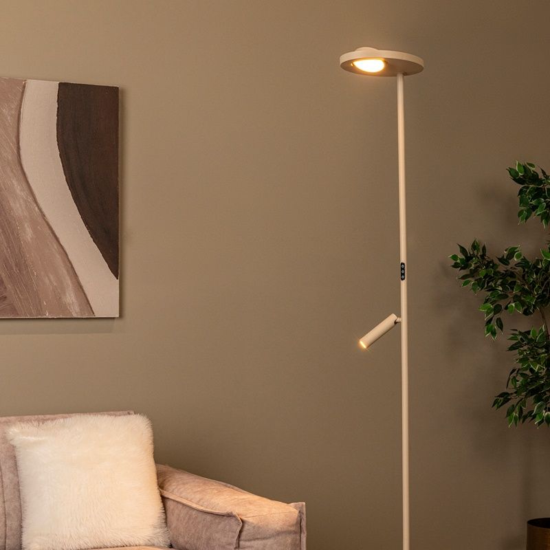 Taupe läslampa golv modern, Ortolan, 12W, 4000K LED, med beröringsdimmer